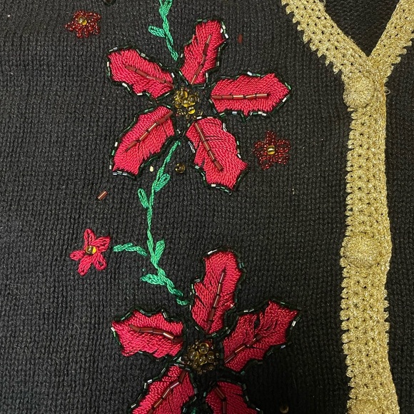 Designers Originals Studio Joy Size 1X Christmas Embroidered Sweater Vest Beads - Picture 3 of 10